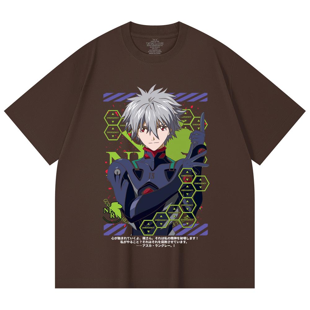 230 Gsm 100% Cotton Evangelion V5 Kagoru Print Unisex Heavy Cotton T Shirt