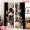 2pcs 2D Flat Printing Merry Christmas Curtains Snowman_ Versatile Fabric Without Electricity Family Party Perfect for Home Decor
