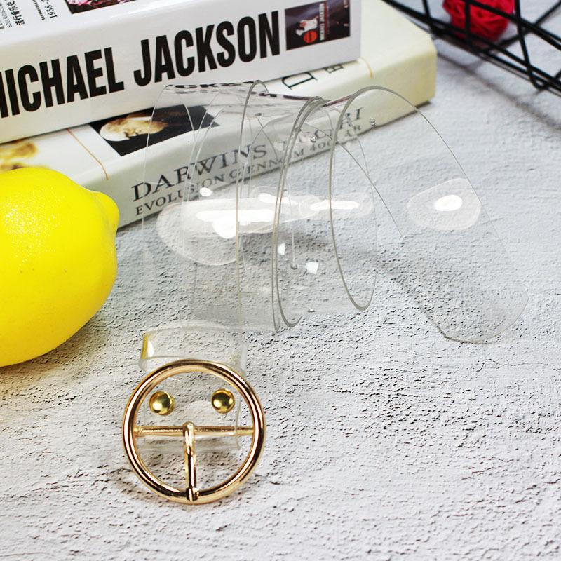 Fashion All-Match Resin Plastic Fully Transparent Belt Circle Buckle Heart Buckle Women's Belt Jeans Students'