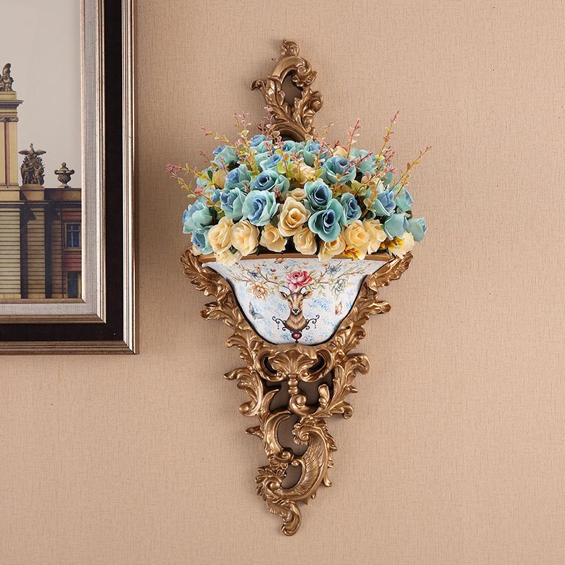 European Wall-Mounted Vase: Creative Resin Ornament for Retro Home Decor