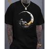 Tshirt For Plus Size Unisex A Comfortable Astronaut Moon Print Tee For Summer Casual Wear Tshirts