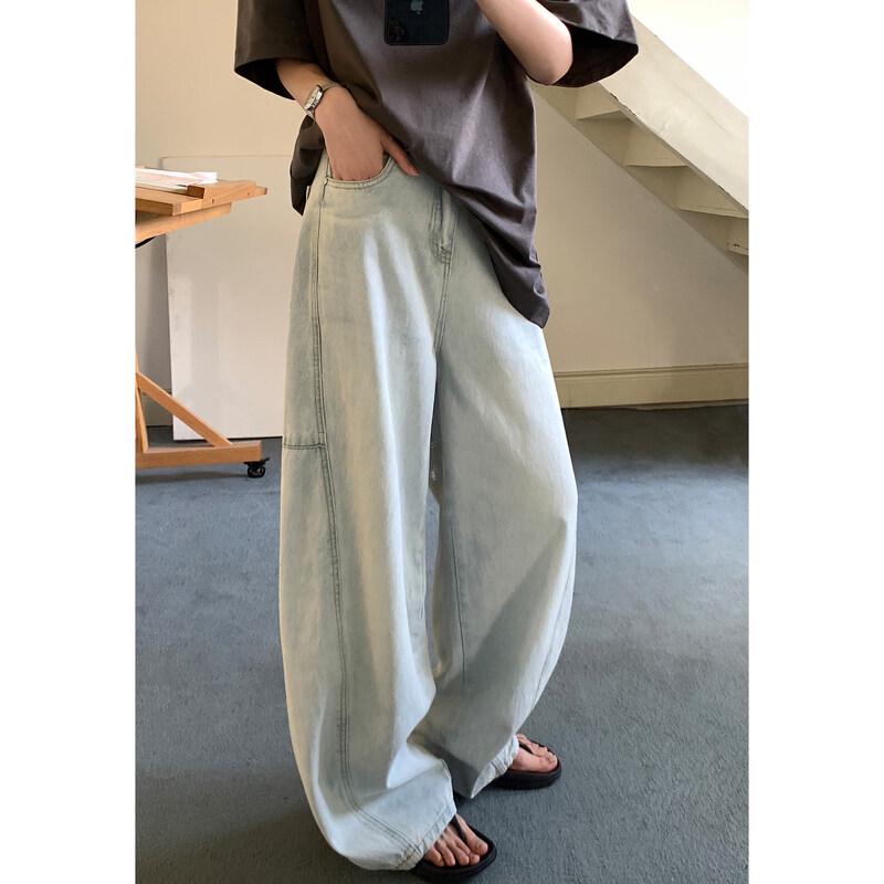 ICH MODE Korean Style Loose Straight-Leg Jeans L