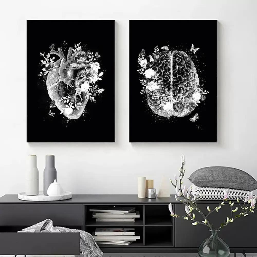 1pc Black White Anatomy Skeleton Poster Paper Print Home Bedroom Entrance Bar Cafe Art Painting Decoration