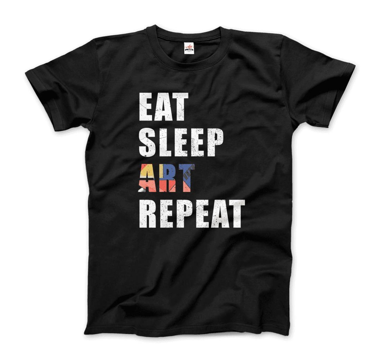 Eat, Sleep, Art, Repeat Distressed Design T-Shirt L