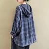 Hoodies für Frauen Harajuku Übergroße Plaid Patchwork Kapuzen-T-Shirts Lässige Langarm Damen Kleidung Trend Tops im koreanischen Stil