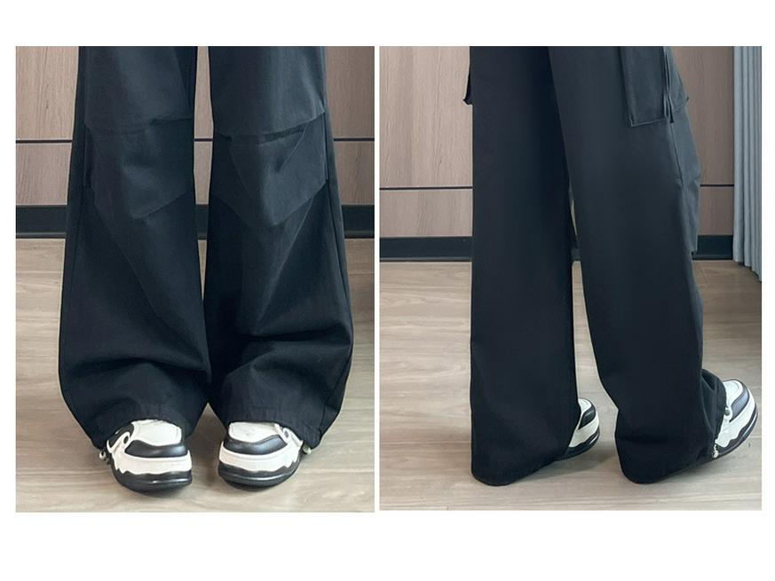 Women's High-Waisted Wide-Leg Cargo Pants with Convertible Pockets - Autumn Slimming Casual Wear