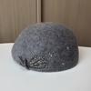 Hat Ladies Autumn and Winter Hand-sewn Diamond Wool Beret British Retro Pumpkin Hat Elegant Light Luxury Top Hat