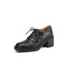 Krazing Pot Sheepskin Autumn Winter Shoes Lace Up Chunky Heels Oxford Shoes Size 43 Round Toe Deep Mouth Pumps