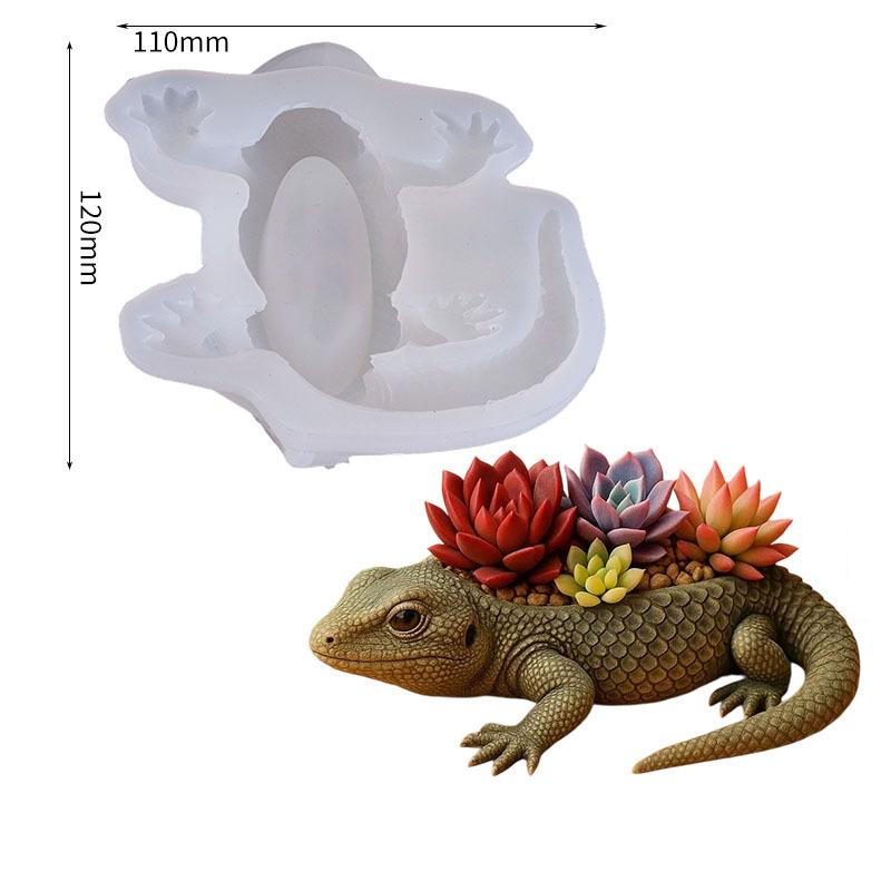 Lizard-Shaped Cement-Scented Aromatherapy Plaster Cup Mold DIY Resin Casting Storage Cup Flower Pot Ornament Silicone Mold