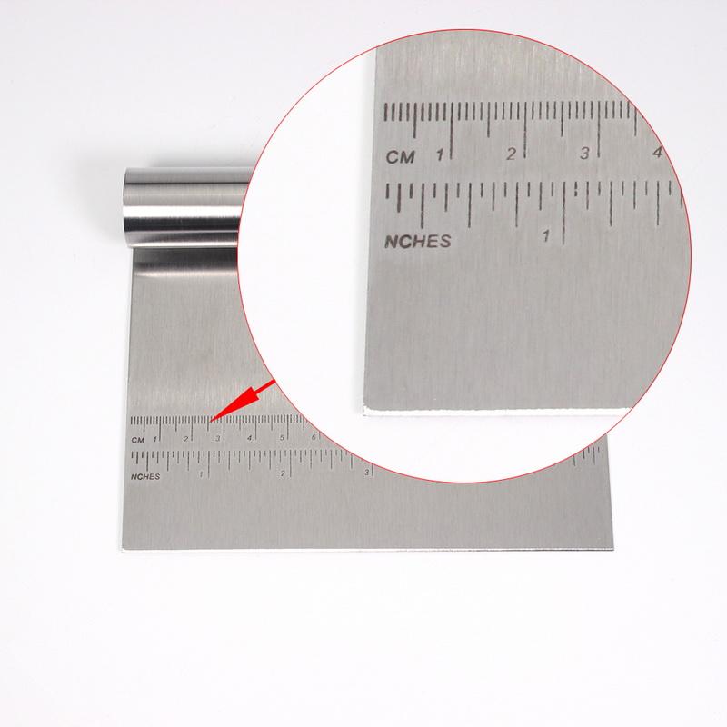 Stainless Steel Bench Scraper with Measuring Guide - Pizza Dough Cutter, 6 x 4 Inch