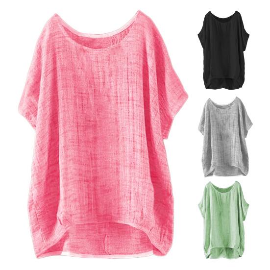 Women T-shirt Round Neck Short Sleeve Loose Fit Pullover Tops Pure Color Summer Casual Tops Daily Wear