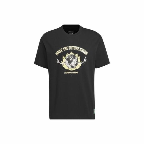 adidas Sports Letter Pattern Print Crew Neck T-Shirt Unisex Black M чёрный