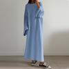 Women's Casual Loose Fashion Solid Color Round Neck Long Sleeve Knitted Long Dress