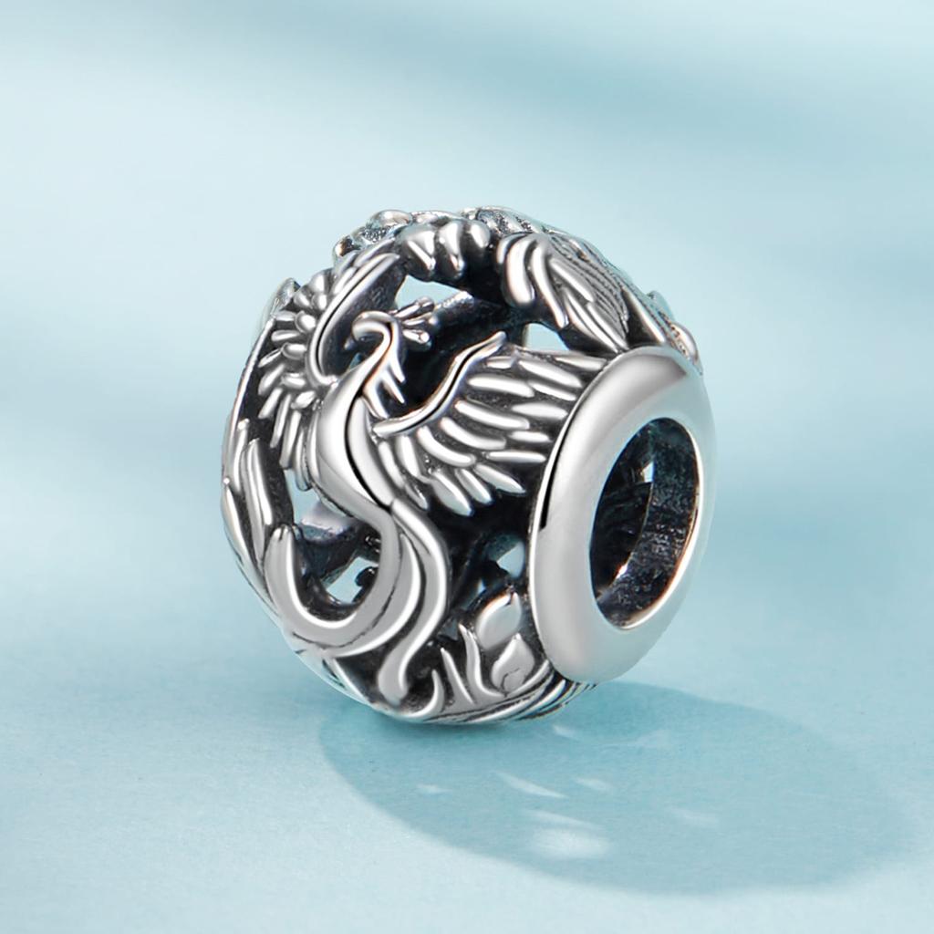 Silver bird charm PHENIX beads silver 925 bead for modular bracelet