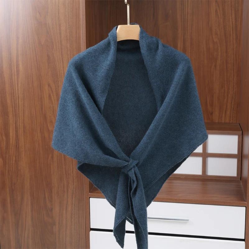 Women's 100% Cashmere Perforated Knit Shawl Wrap Casual Fashion Accessory Versatile Tie Front Winter Daily Outfit poncho scarf
