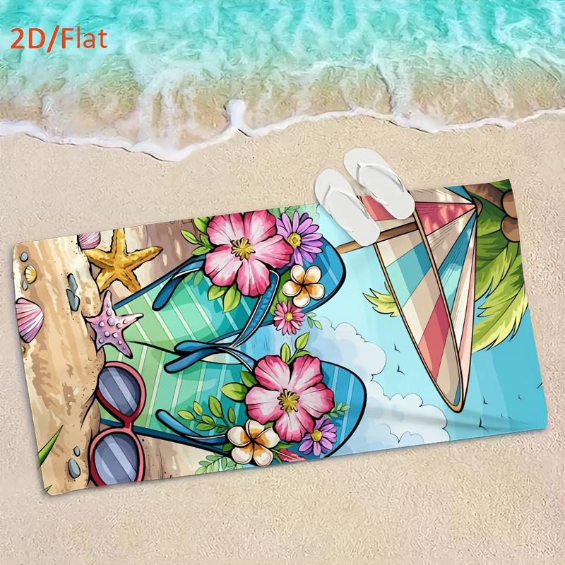 1 Stück Sommer Flip-Flop Strandtuch, Weiches Mikrofaser Schnelltrocknendes Übergroßes Badetuch, Tropische Pooldecke für Kinder & Erwachsene