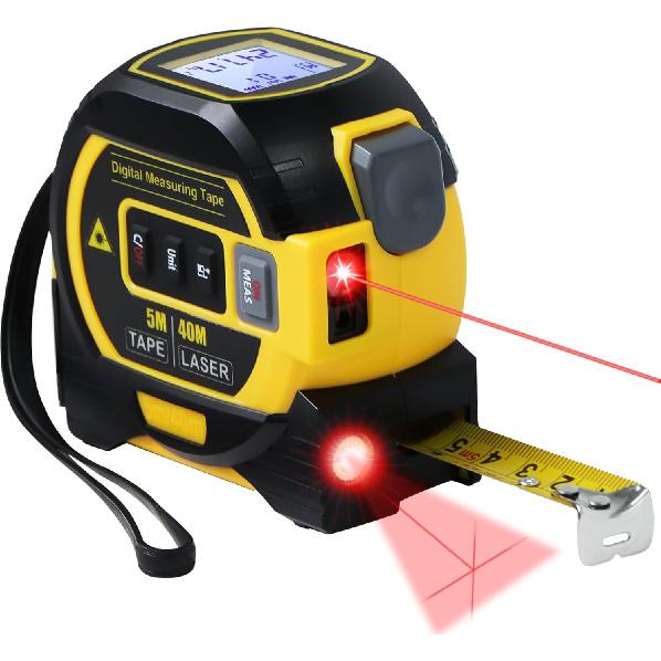 Laser Tape Measure, 3 In 1 Digital Laser Distance Meters with LCD Display & self-Locking Device, 131/ft40m Rechargeable Laser Measurement Tool & 5m