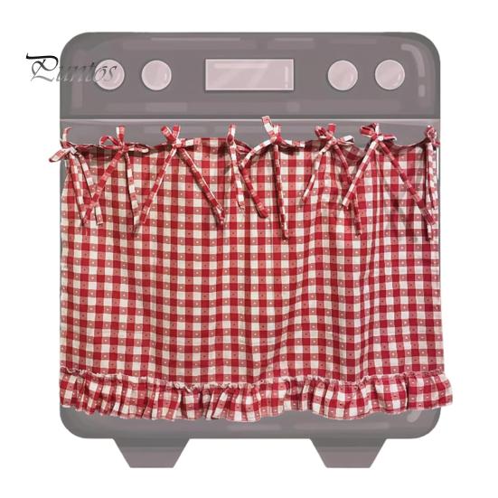 Kitchen Oven Curtain Skirt Handmade Farmhouse Cover with Ruffle Trim under Stove Easy Installation Hideaway Decor