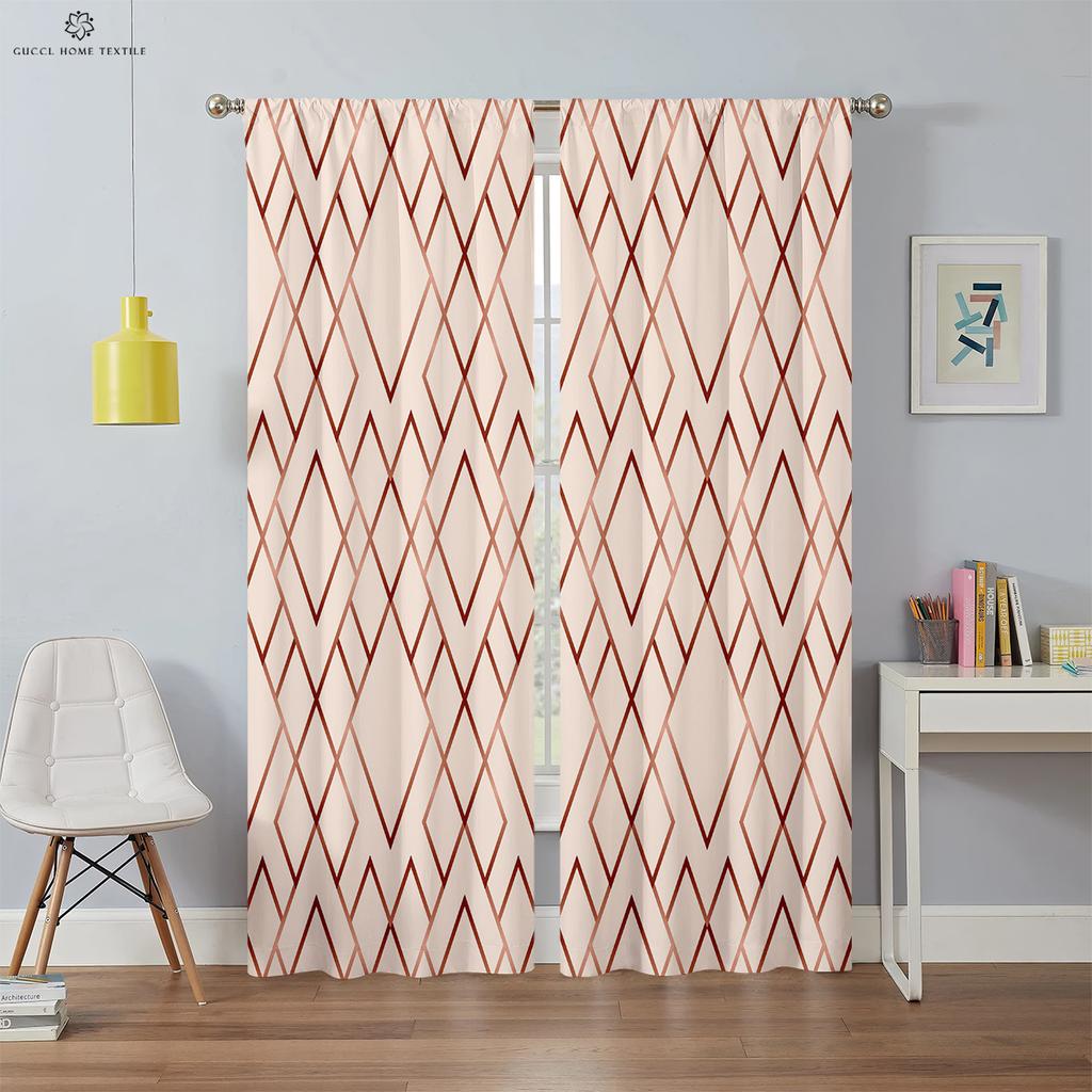 Rideaux Géométriques Colorés Simples Occultants Isolation Thermique Chambre à Coucher Salon Cuisine 2 Pièces Personnalisable