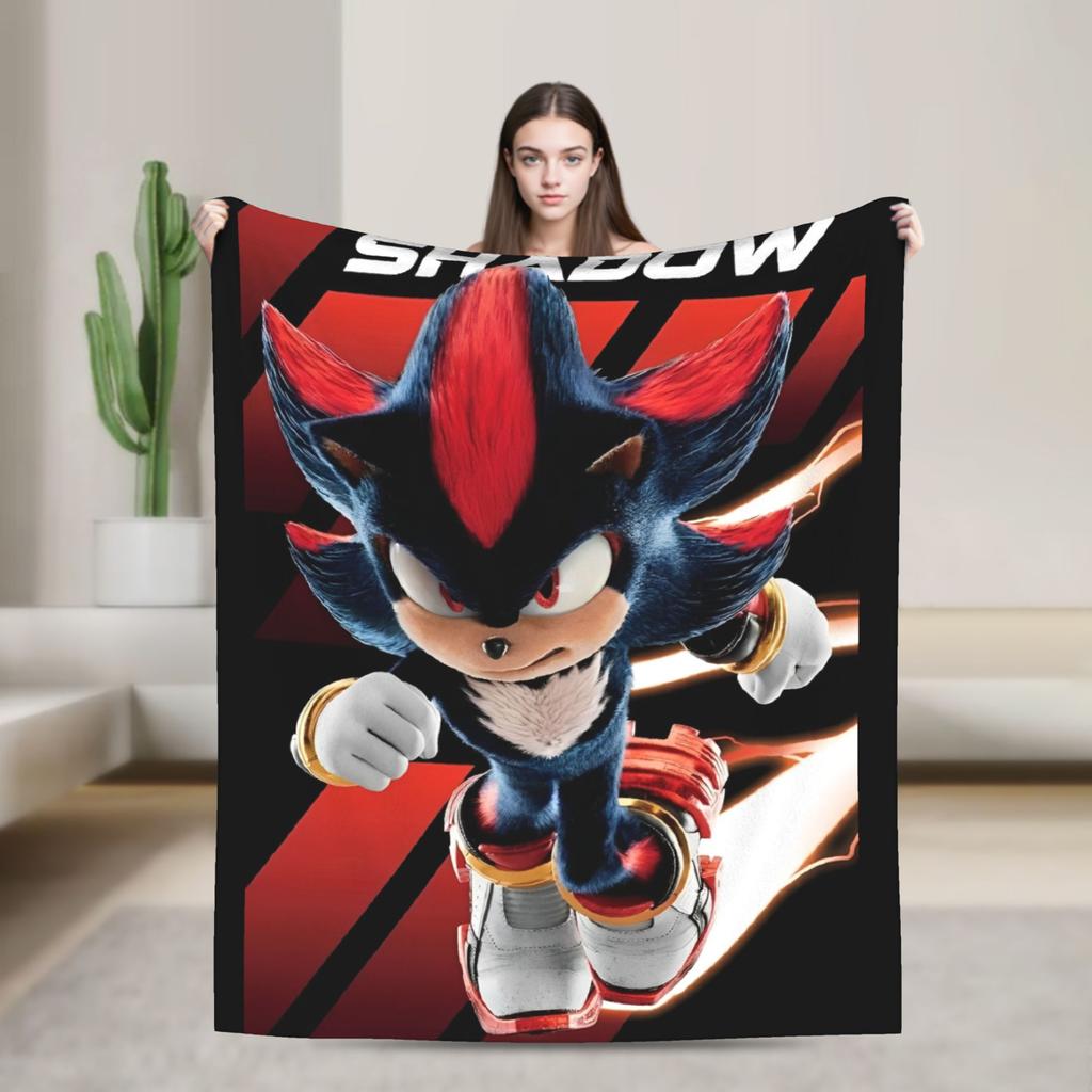 The Hedgehog Shadow Blankets Fleece Summer Air Conditioning Game Breathable Super Soft Throw Blankets for Bed Office Bedspread