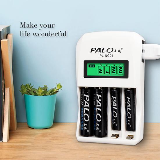 PALO LCD Display 4 Slots Smart Rechargeable Battery Charger For AA AAA Ni-Cd Ni-Mh Rechargeable Batteries