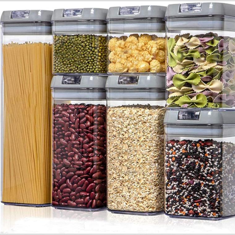 

Набор герметичных контейнеров для хранения пищевых продуктов — набор из 7 предметов — этикетки — контейнеры для организации кухни и кладовой — без бисфенола А — прозрачные пластиковые канистры для муки серый