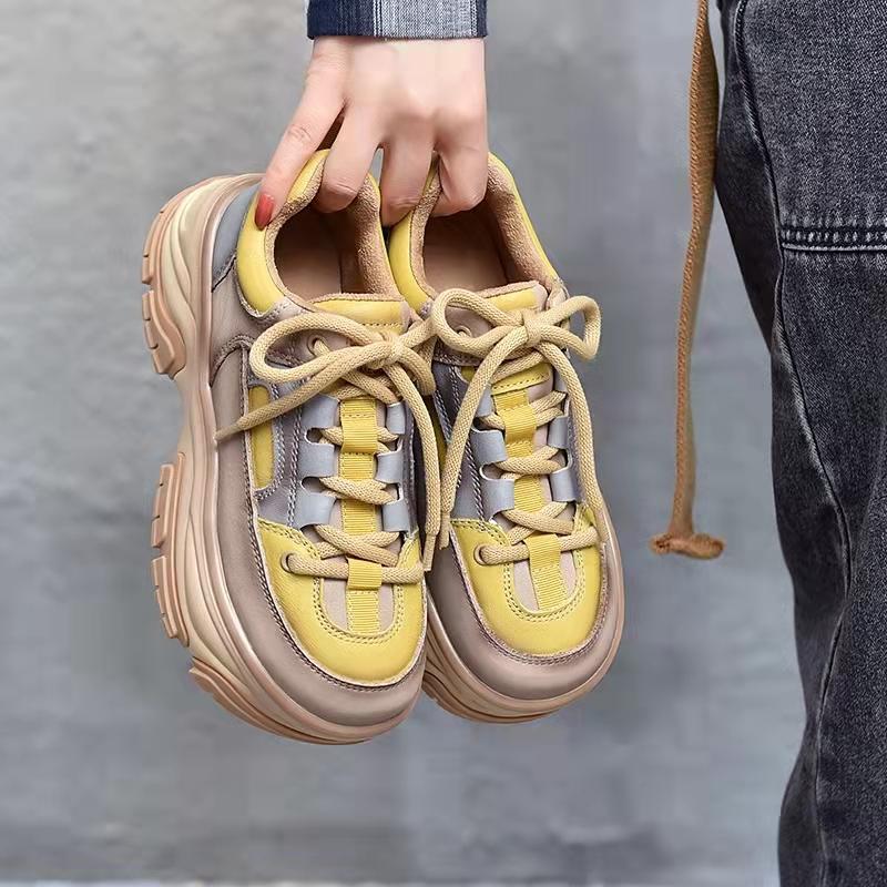 Spring Selling Thick Sole Mixed Colors Casual Shoes Women Comfort Retro Non -Slip Outdoor Harajuku Style Female Sneakers