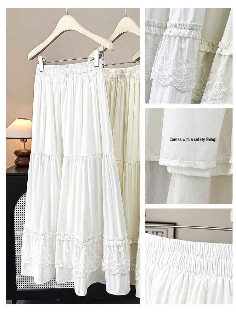 Spring/Summer 2026: Women's High-Waist Layered A-Line Ruffled Lace Skirt