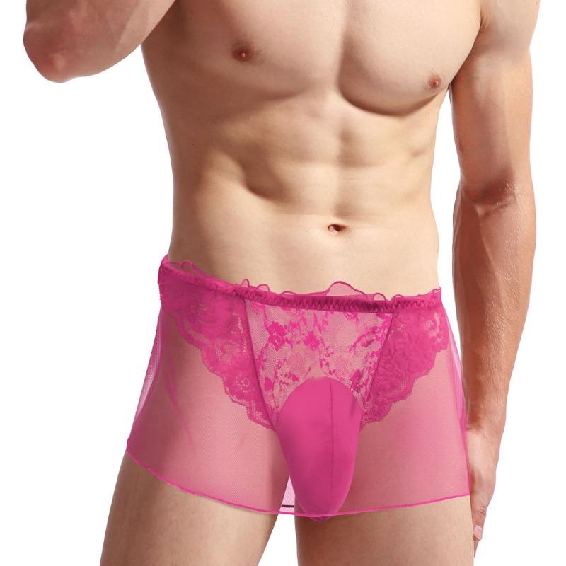 Men'S Sissy Translucent Mini Skirt Flowy Skirts Ruffle A-Line Tulle Micro Skirts Sexy Crossdressing Lingerie Gay Jockstrap Thong