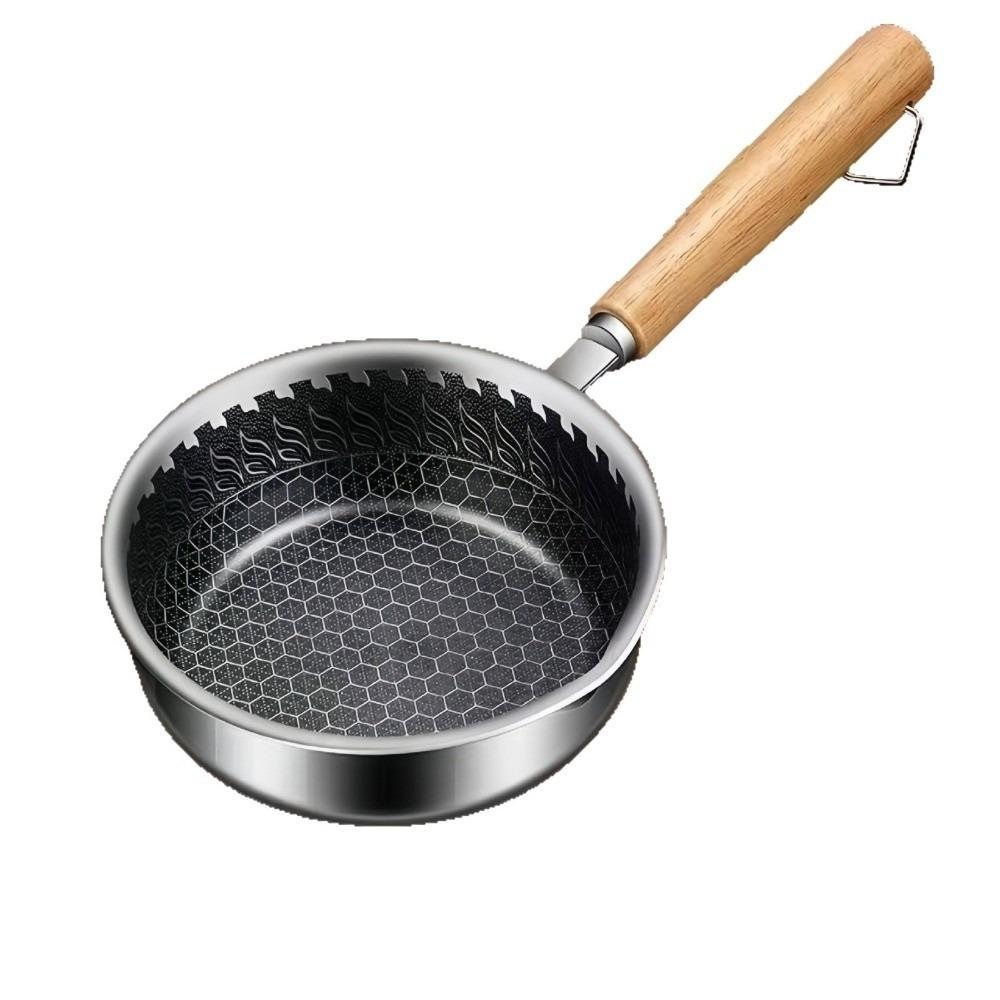 Uncoated Frying Pan Stainless Steel Omelette Pan Portable Uncoated Pan Grilling