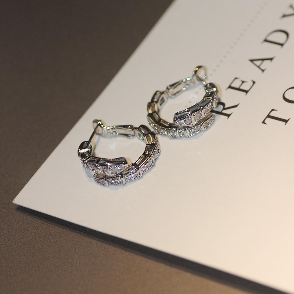 New Gold Snake-Shaped Zircon Stud Earrings: Luxurious, Versatile, Personalized Design