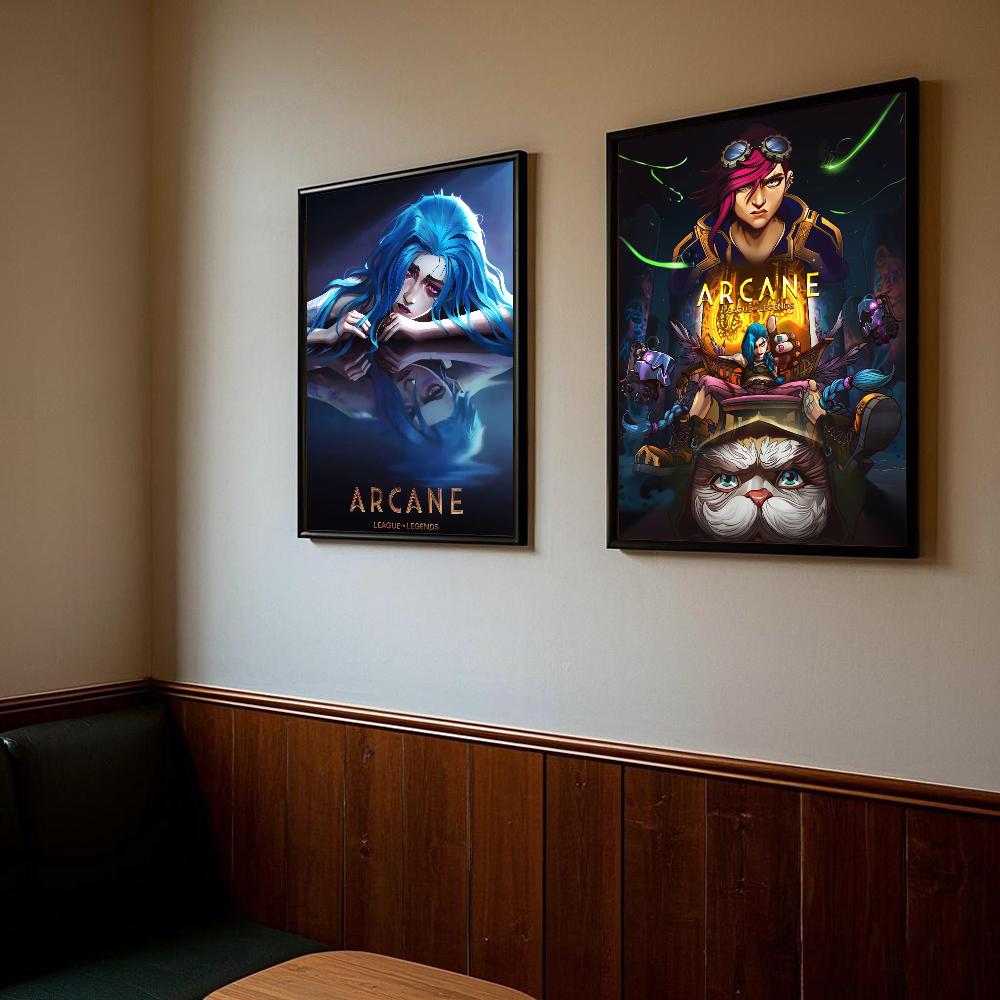 Arcane L-LOL Classic Animation Character Game Poster Art Sticky Wall Waterproof Home Living Room Bedroom Bar Aesthetic Decoratio