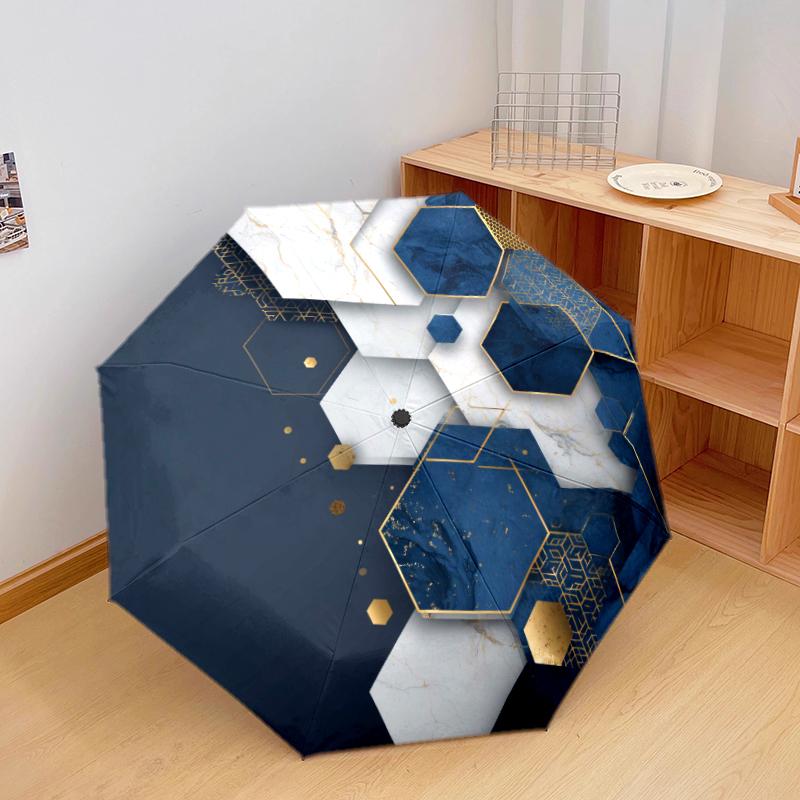 

1 PC Automatic Folding Umbrella - Color blocks Pattern, Portable & Foldable Design with 8 Ribs, Christmas Birthday Gifts
