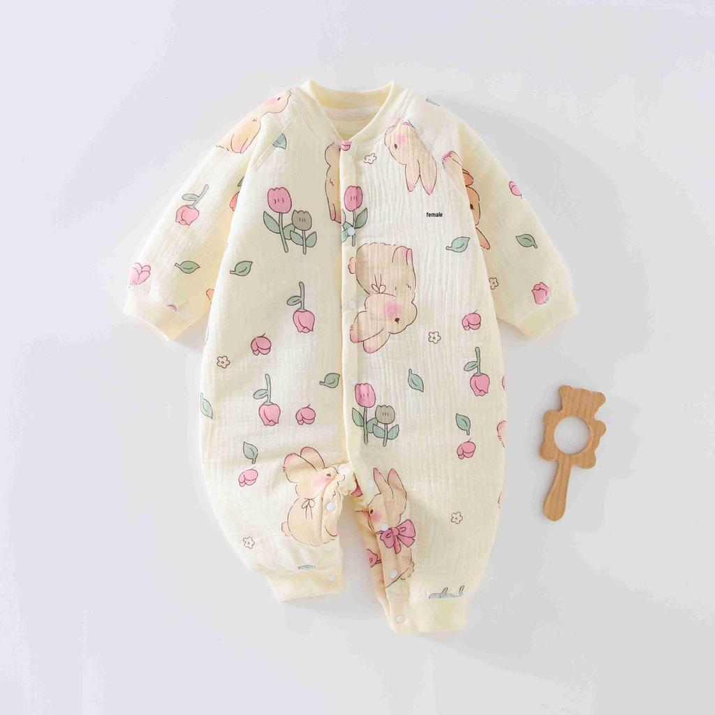 Pure Cotton Gauze Autumn/Winter Jumpsuit for Toddlers - Universal Newborn Warm Thin Cotton, Thickened Crawling Clothes