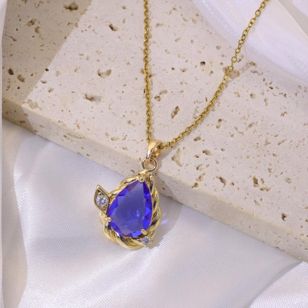 Fashion Drop Shape Pendant Necklaces for Women Zirconia Necklace Wedding Party Jewelry Accessories