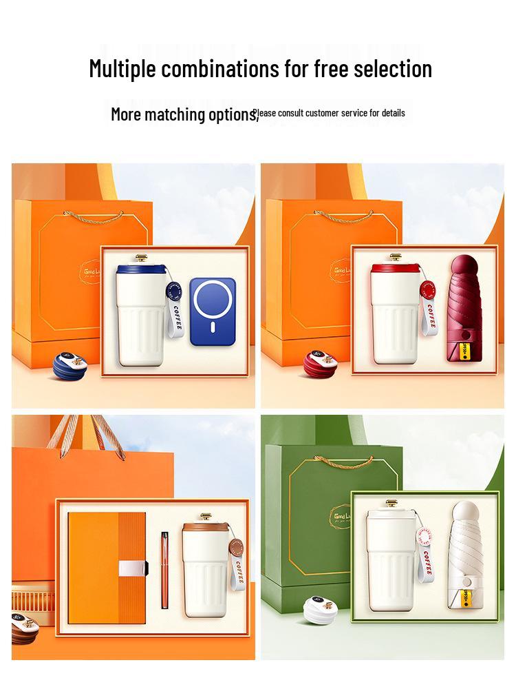 Insulated Cup, Umbrella & Notebook Gift Set for Customers, Employees & Teachers