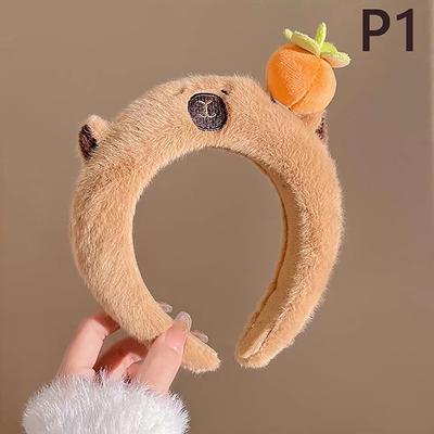 Kawaii Capybara Kids Plush Headband Cartoon Anime Doll Hair Band Wash Face Bundle Hair Band Autumn/Winter Headwear Girl Gift