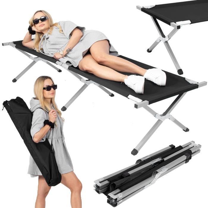 Camping Bed - SPRINGOS - 74 X 190.5 Cm - Black - Max Load 150 Kg - Easy Folding