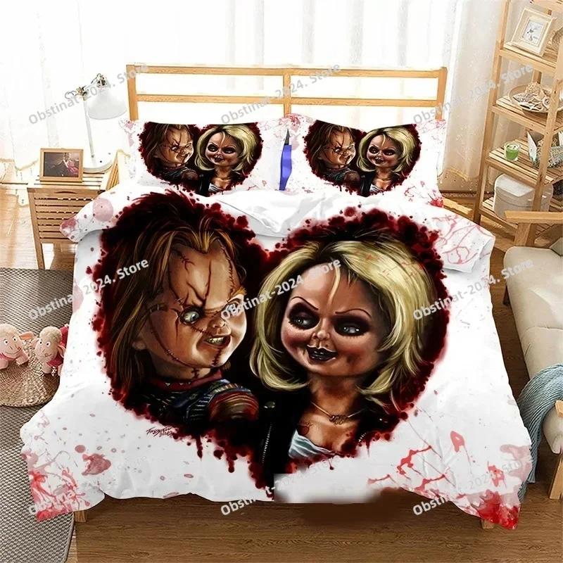 3D Horror Movie Chucky Bedding Set Duvet Cover Full Queen King Size Pillowcase Bed Print Bed Set Aldult Kid Bedroom Single Twin
