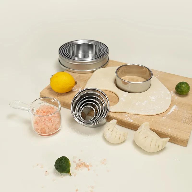 12Pcs Stainless Steel Cake Mold Round Cutter Set Dough Fondant Biscuit Round Mutil-functional Baking Utensils Accessories