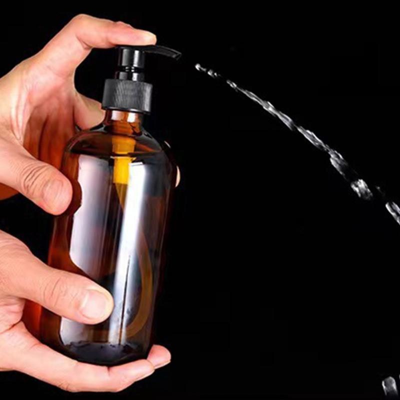 Practical Amber Glass Dispensing Bottle 15ml-500ml Friendly Leakproof Design For Lotions Sanitizers Cosmetics Storage