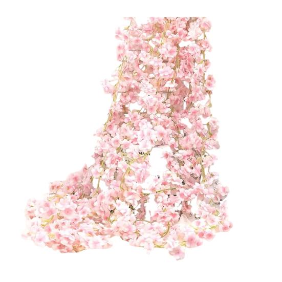 70,8" Künstliche Kirschblüten-Girlande für Frühlingsdekoration, Kunstseidenblumen-HängeRanken für Zuhause, Hochzeitsbogen, Party, Büro, Garten-Dekor