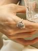 Ound Agate Gemstone Silver Ring