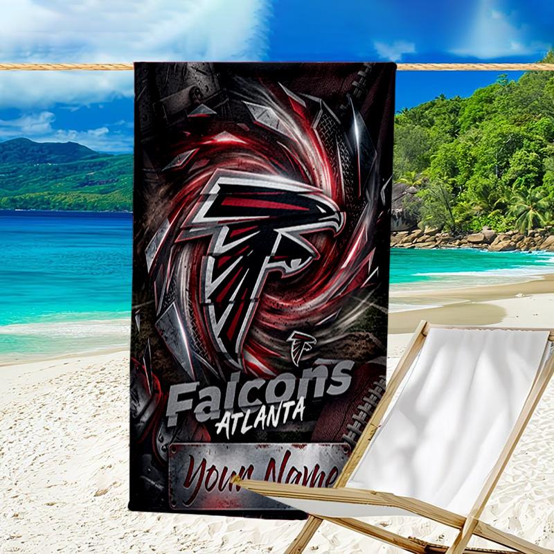 Custom Name Beach Towel Atlanta-Falcons Rise Up Beach Towel, Soft Microfiber, Gift for Her/Him, Birthday, for Pool, Beach, Travel, Fan gifts