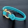 Navy Braided Rope Bracelet Never Fade Stainless Steel Gold Horseshoe Clasp Bracelet for Men Women Couple Gift