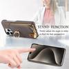 Leather Zipper Wallet with Card Holder Phone Case for IPhone 16E 16 15 14 13 12 11 Pro Max XS XR 7 8 Plus Ring Kickstand Cover