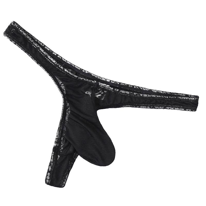 1Pc Thong Panties Nylon Briefs Sheer Bulge Pouch Underwear Ice Silk Sexy G-string Men's