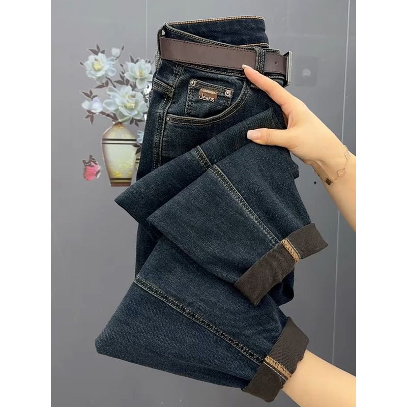 Blue-Gray Plus-Size Harem Jeans for Women, New Spring and Autumn Style, Versatile High-Waisted Loose Fit, Slimming Stretchy Carrot Dad Pants Blue-Gray M