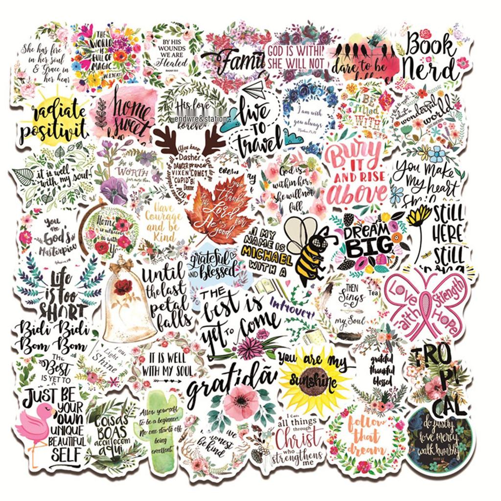 50pcs Waterproof Motivational Graffiti Stickers - Classical Chinese Design for Luggage, Skateboards, Refrigerators, Laptops