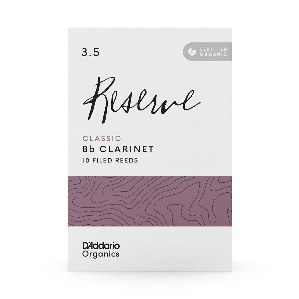 

WoodWinds Reserve Classic Трости для кларнета Bb USDA Organic ODCT1035 Упаковка 10 шт. D Addario D Addario Кларнет, Сертифицированные, [Жесткость 3.5], фиолетовый